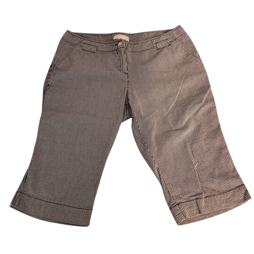 Michael Kors Capris with narrow brown and tan pinstripes, sz 14